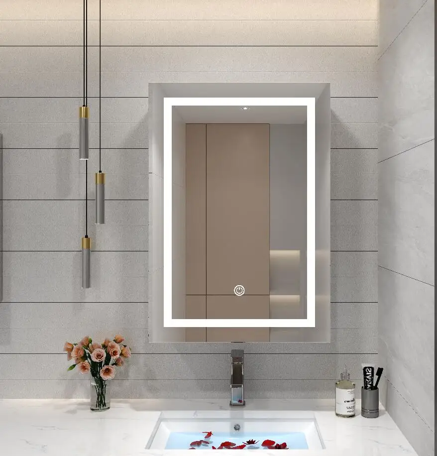 

Single Door Luxury Stainless Steel Cabinets with Led Light Custom Recessed Bathroom Led Mirror Cabinet