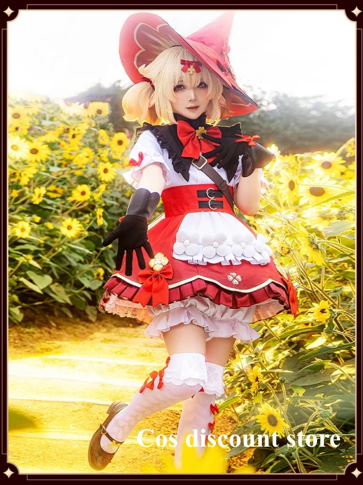 

Hot Game Genshin Impact Cosplay Klee Douji Cos Costume Lovely Dress Suit Carnival Comic-con Party Klee Role Play Outfit Full Set