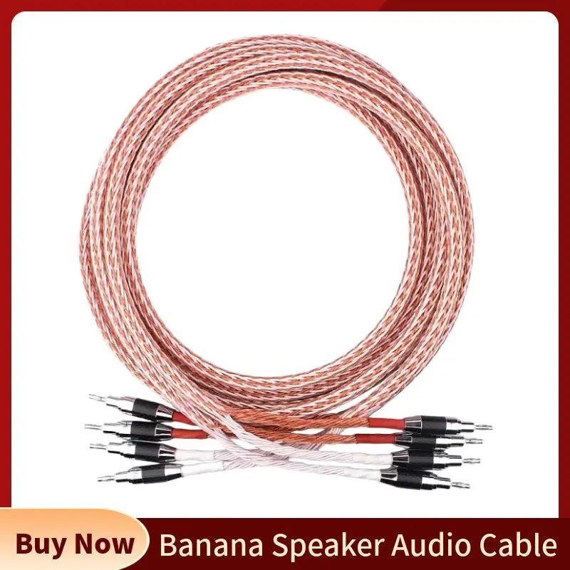 

High-end Banana Plug Audio Cables 12TC 7N OCC Speaker Wire Home Theater Sound System Hifi Power Amplifier Loudspeaker Aux Cord