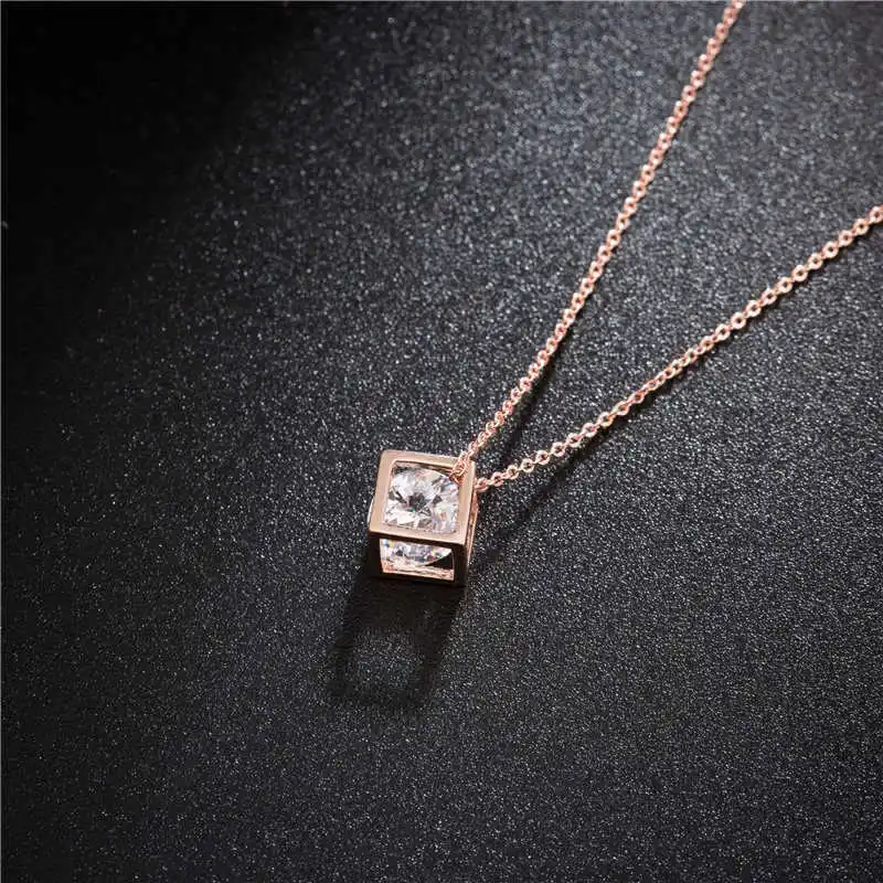 SINLEERY Stainless Steel Rose Flower Square Shell Pendant Necklace For  Women Gold Color Chain Fashion Jewelry - AliExpress