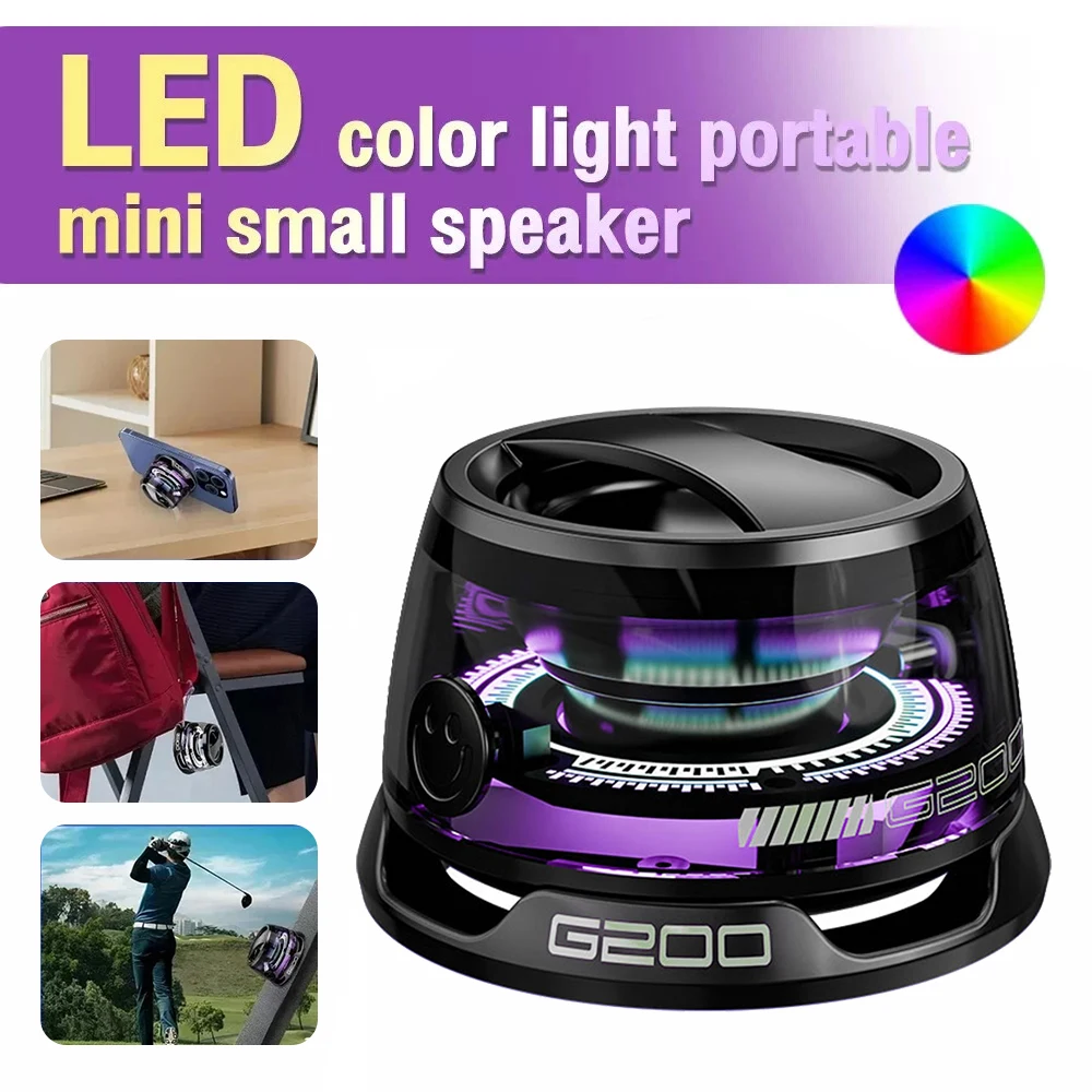 Bluetooth 5.3 Speaker Outdoor Magnetic RGB Lighting Bluetooth Speaker with RGB Color Light Multifunctional Magnetic Phone Holder