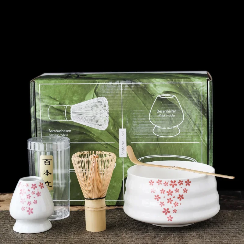 Matcha Kit Pink Japanese Matcha Tea Set - 6 Piece Ceremonial Kit With Bamboo Whisk & Bowl Matcha Kit Kat