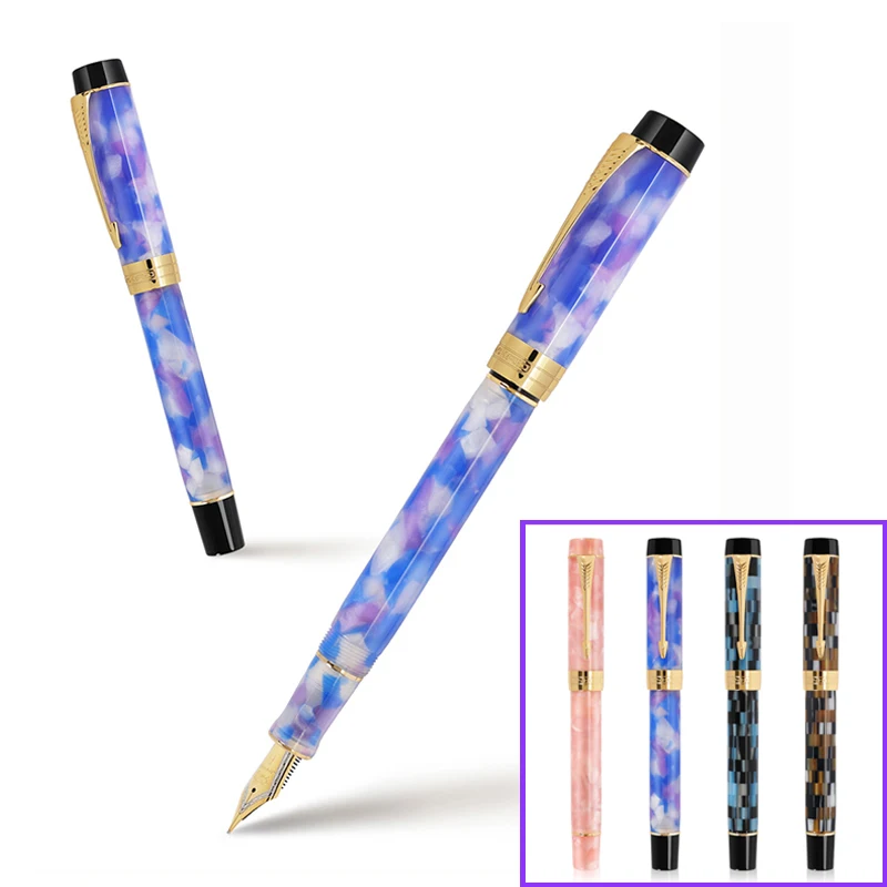 

New Jinhao 100 Centennial Resin Fountain Pen Blue-Purple EF/F/M/Bent Nib Golden Clip Converter Ink Pen Writing Supplies JF009