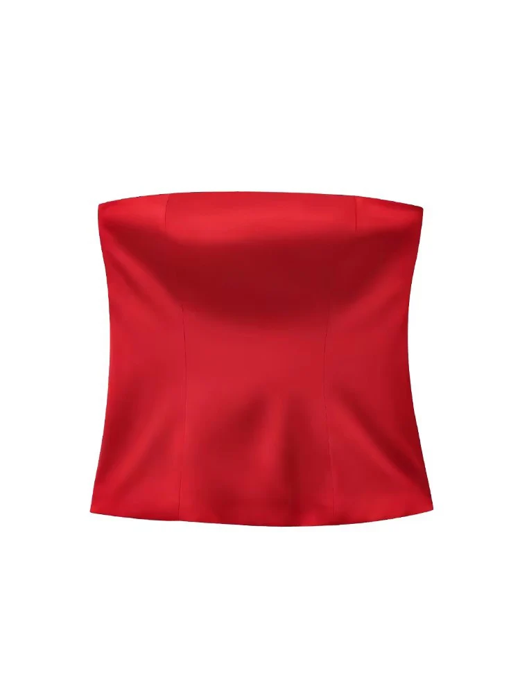 TFMLN Fashion Women Strapless Top T Shirts New Elegant Spring Summer Elastic Clothes Sleeveless