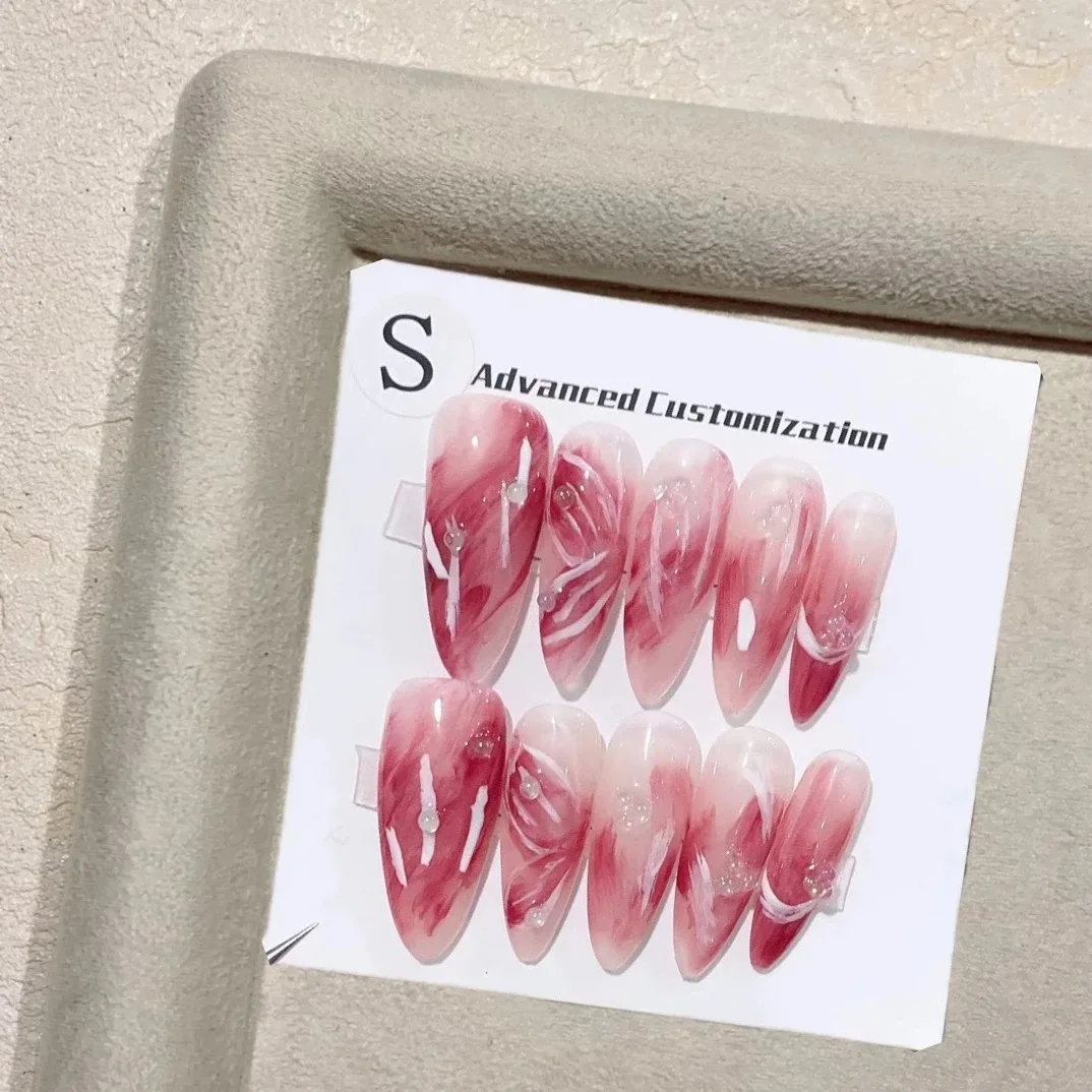 

Emmabeauty Популярные ногти с длинным кончиком ногтей под заказ искусственные ногти фототерапия ручная работа головокружение готовые ногти патч Роза Маус