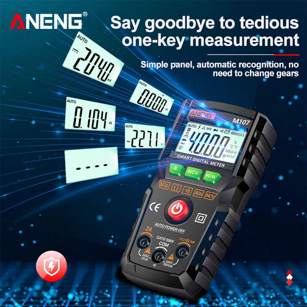 ANENG M107/M108 High Precision 4000 Counts Smart Digital Multimeter LCD Resistance NCV DC AC Voltage Current Tester Meter