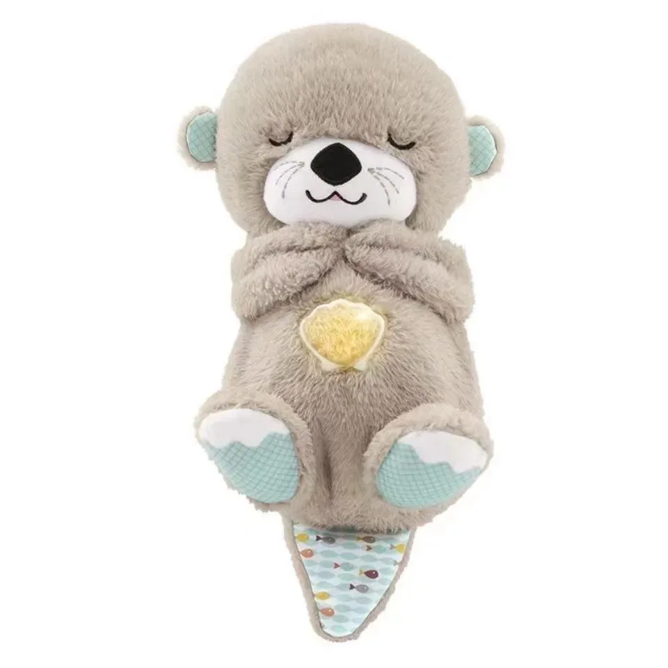 Plush Toys Breathing Otter Sleep and Playmate Otter Musical Stuffed Baby Plush Toy With Light Sound Newborn Sensory Comfortable Baby Gifts