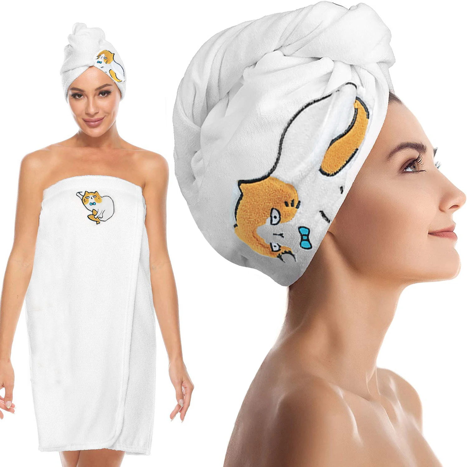 Bath Wrap Towel and Hair Drying Towel Kit,Spa Bath Body Wrap Skirt for Women,Quick Dry Microfibre for Shower