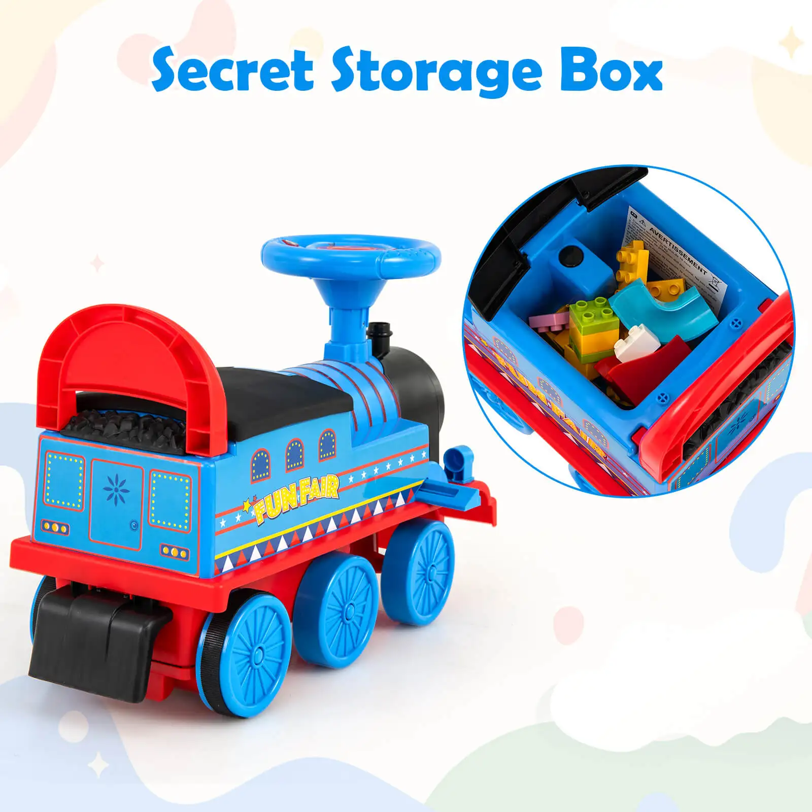 6V Electric Kids Ride On Train Motorized Train Toy w/ Track & 6 Wheels Navy 6