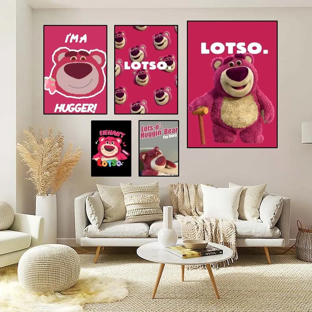 

Милый Постер Lotso Starwberry с изображением медведя, домашний декор для комнаты, наклейки для стен в эстетическом стиле