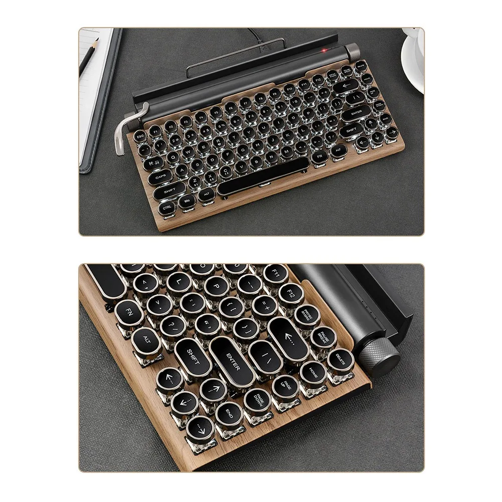 Wireless Keyboard Retro Typewriter 83 Keys For Laptop PC Gaming