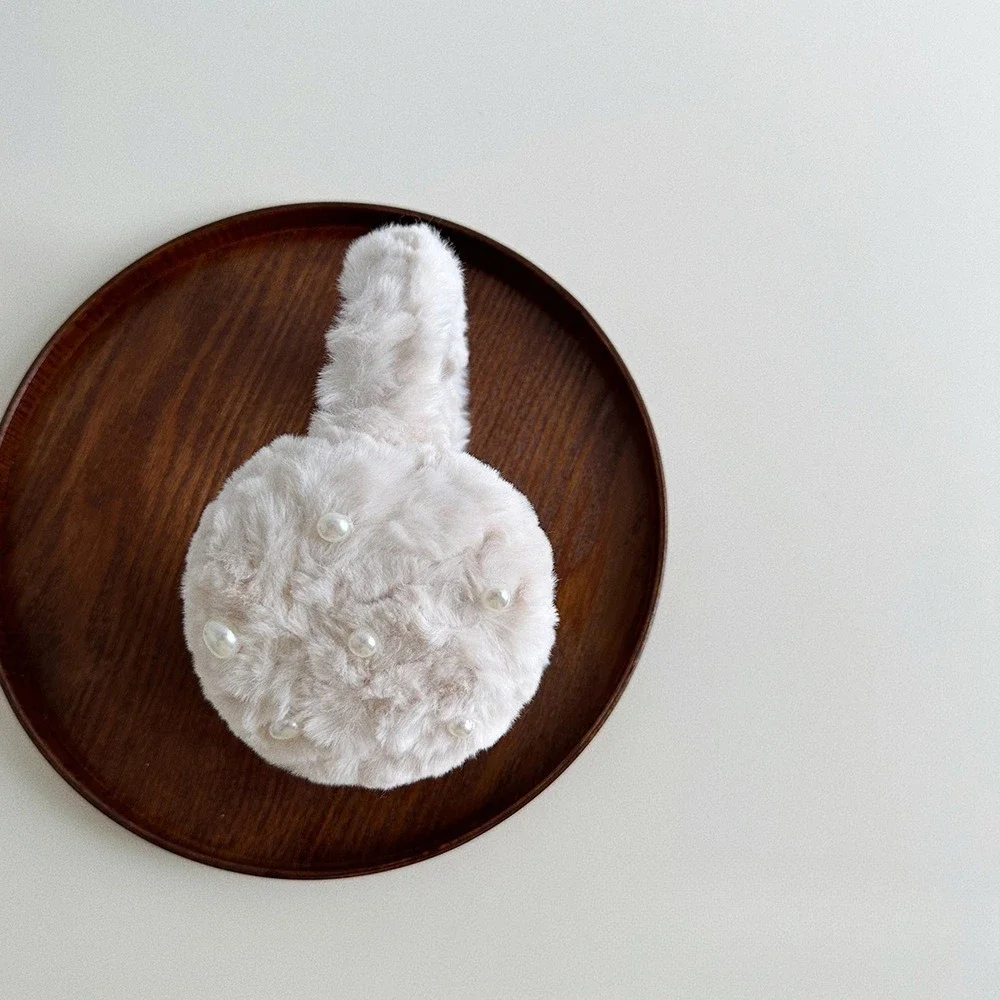 Y2K Original Pearl Fluffy Earmuffs Cold Protection Women Ear Cover Keep Warm Solid Color Plush Earmuffs Cycling Accessories