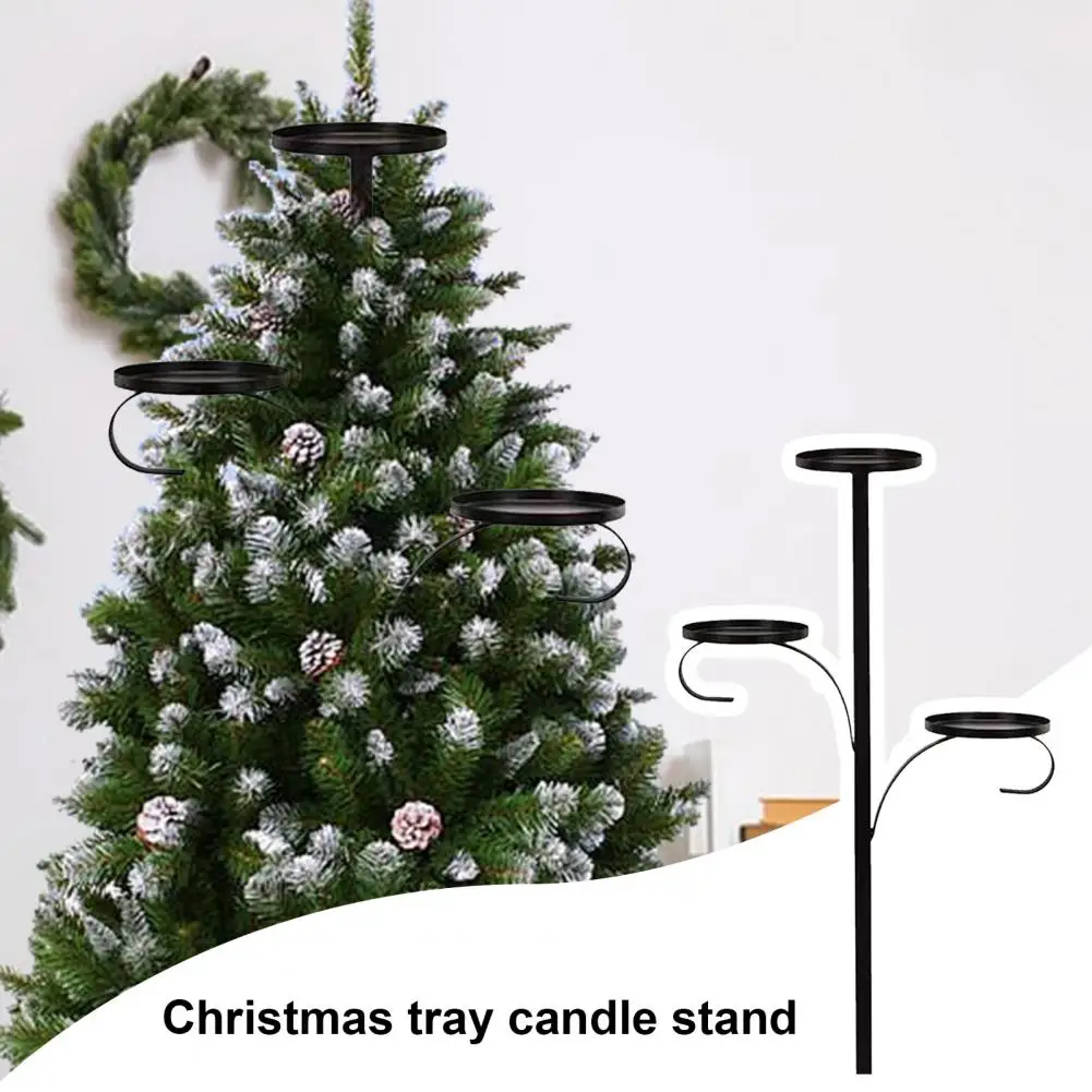 90cm Christmas Tree Topper Candle Holder 3-Tier Metal Triple Candle Tree Topper Shelf Candelabra Xmas Tree Topper Decoration