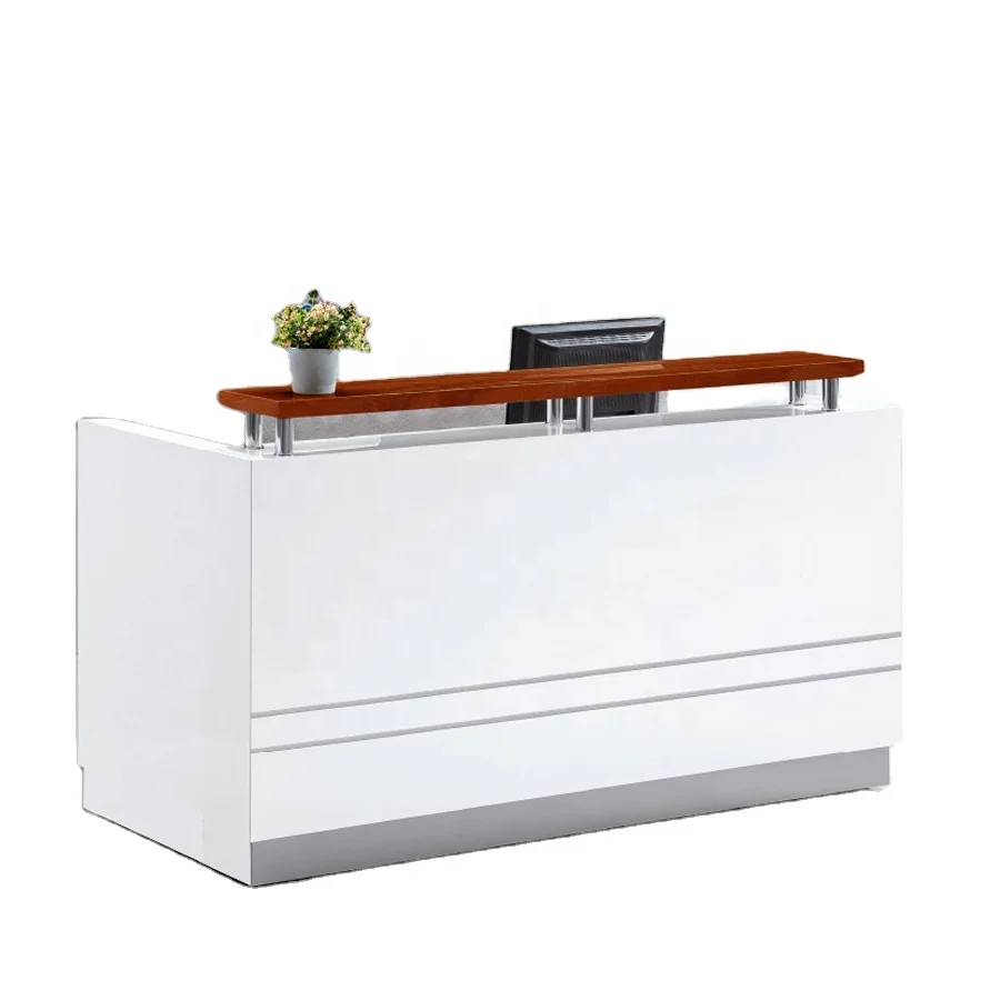 2022 office furniture 1.4m small white color front table counter wooden reception desk