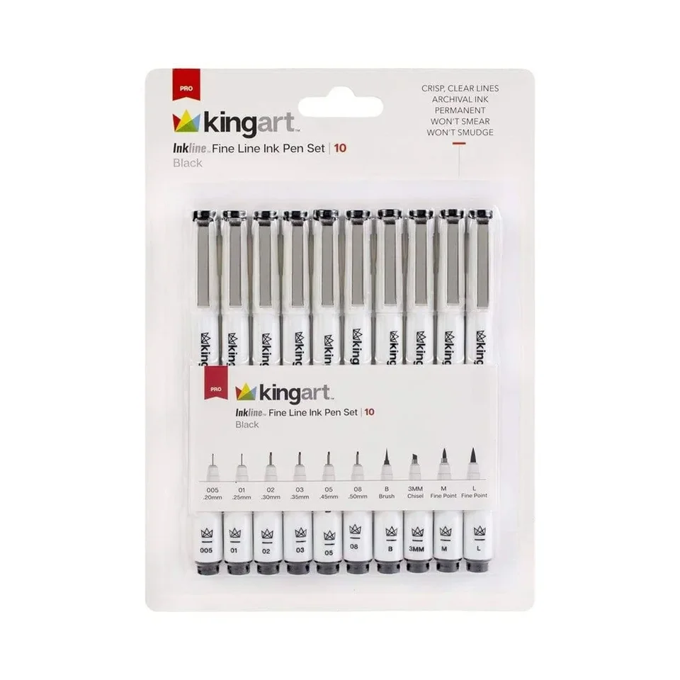 Professional Black Ink Fine Line Art Pens Set