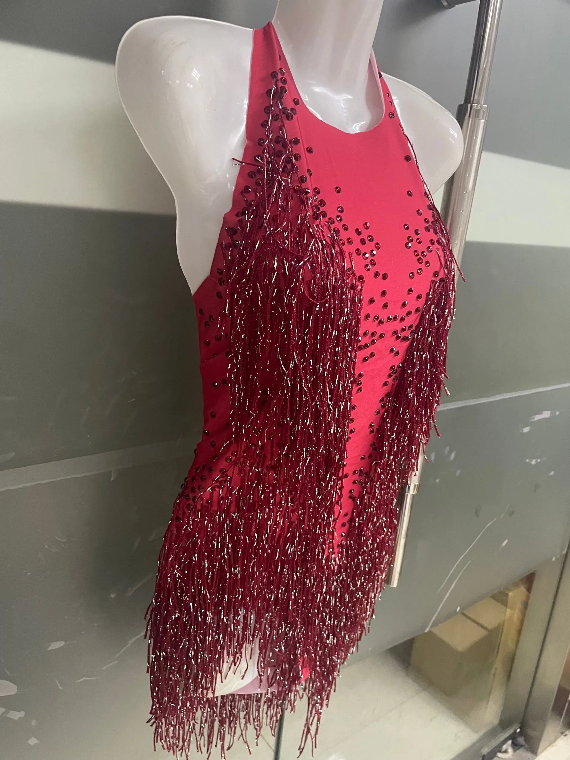 Sparkly Crystals Fringe Bodysuit Women DJ Jazz Dance Costume With Rhinestones Stage Performance Nightclub Show Outfit Rhinestones Dress Dance Dress