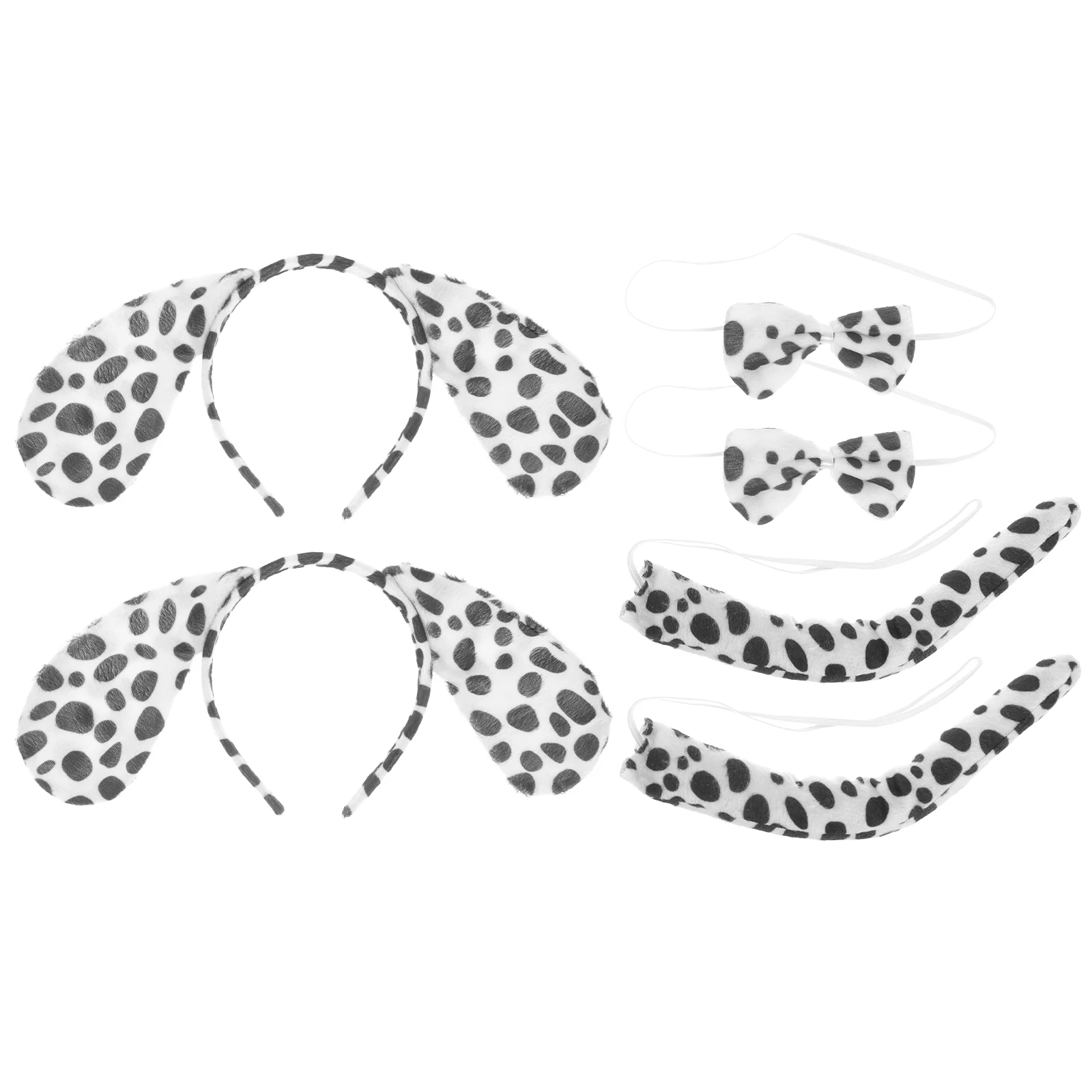 

2 Sets Dalmatian Cow Headband Spotty Ear Hairbands Bow Ties Tails for Party Decoration Costume