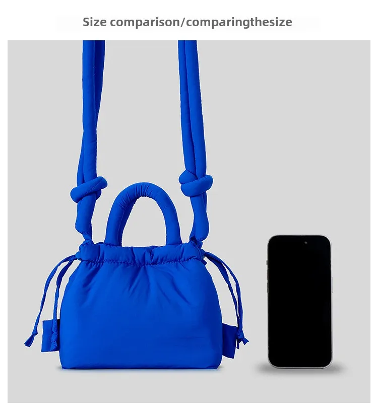 Personalisierte modische Umhängetasche, Nischendesign, neue, mit Baumwolle gefüllte Nylon-Umhängetasche für Damen, weiche und leichte, plissierte Seil-Kleinhandtasche_voghion.com