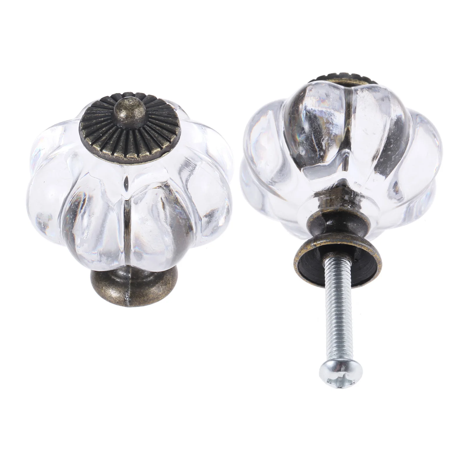 Furniture Knobs 5Pcs or 2Pcs Transparent Pumpkin Knob w/screw Acrylic+Alloy Handle Pulls Cabinet Drawer Home Decor Kitchen Dresser Clothes Hooks