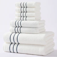 6/8PCS Bath Towel Set Adult Bathroom Cotton Super Absorbent 2 Wash Towel 2 Hand Towel 2 Bath Towel Hotel Spa Beauty Salon Grey 1