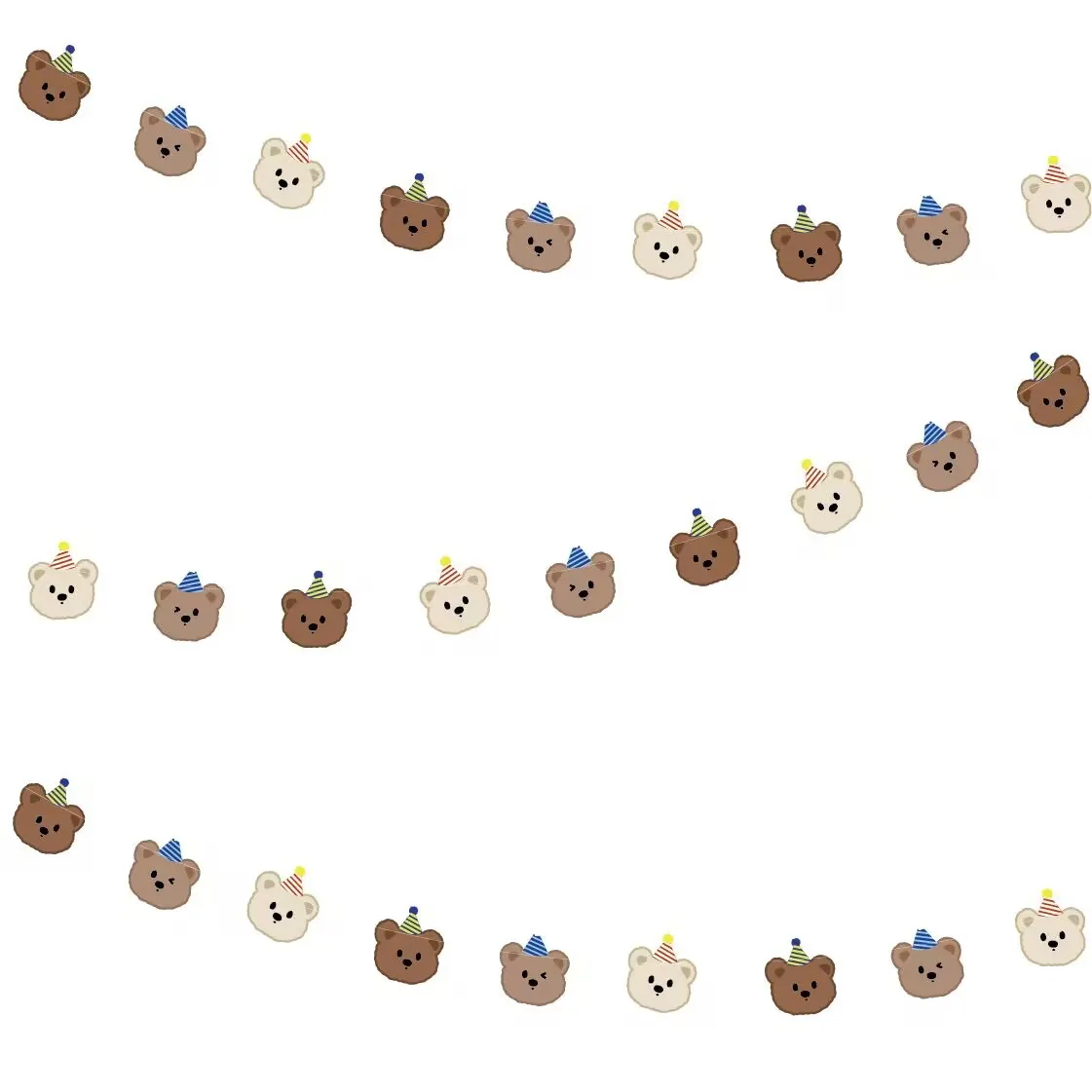 1Set 2.5M Cute Bear Garland Cartoon Happy Birthday Banners for Kids Bear Themed Birthday DIY Party Banners Decoration Supplies party decorations,birthday banner