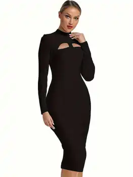 Bandage Dress Black Bodycon Dress Evening Party Elegant Sexy One Shoulder Birthday Club Outfit 4