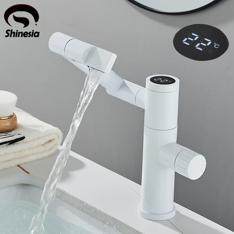 Shinesia Digital Display Basin Faucets Waterfall Bathroom Basin Mixer