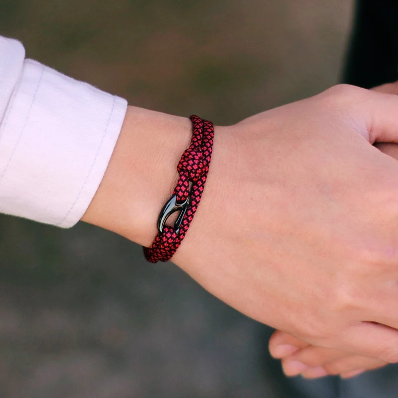 Black Stainless Steel Paracord Bracelet for Men