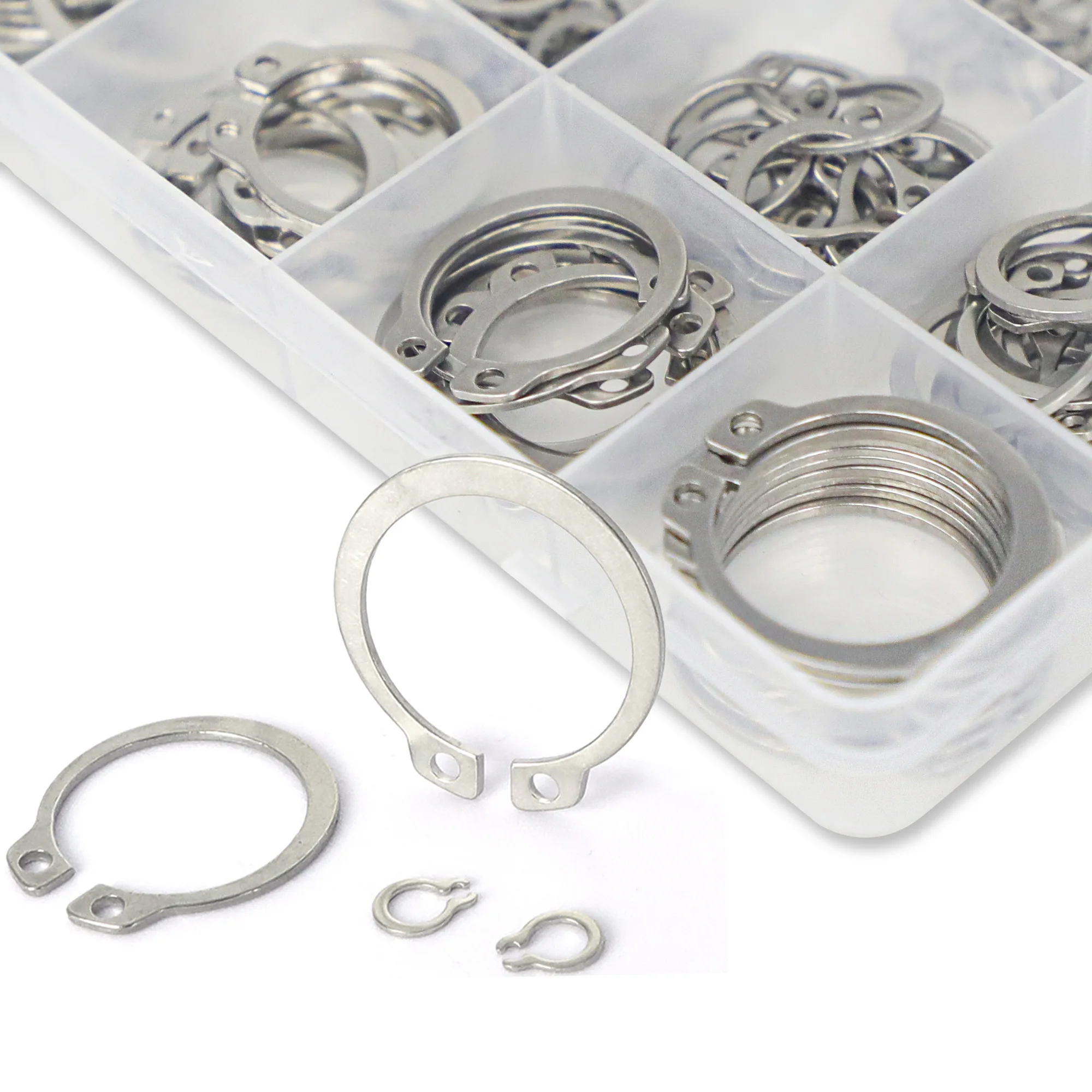 External Retaining Rings Snap Rings Assortment kit 225PCS 304 Stainless Steel External Circlip Snap Retaining C-Clips R