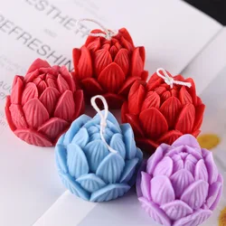 Aromatherapy Candle Silicone Mold 3D Lotus Flower Shape Soap Silicone Mould DIY Peony Handmade Soap Model Plaster Mold