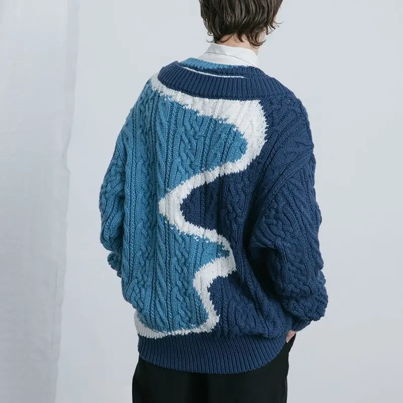 

2023 Autumn New Light Luxury Fashion Men Sweater Korean Version Knitted Sweater Loose Top Boutique Clothing Simple Style