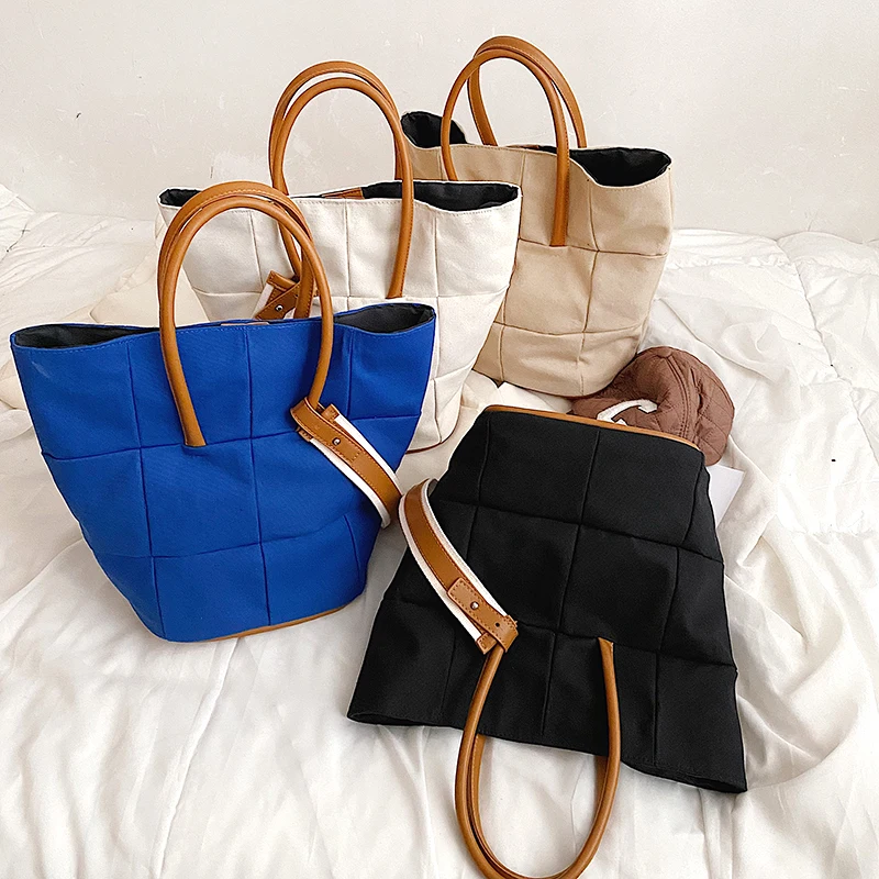 Female Bag Shopper Simple Fashion Design Lattice Handbag Shoulder Large Capacity Tote Bag Women's Bag 2022 Trend Brand Crossbody