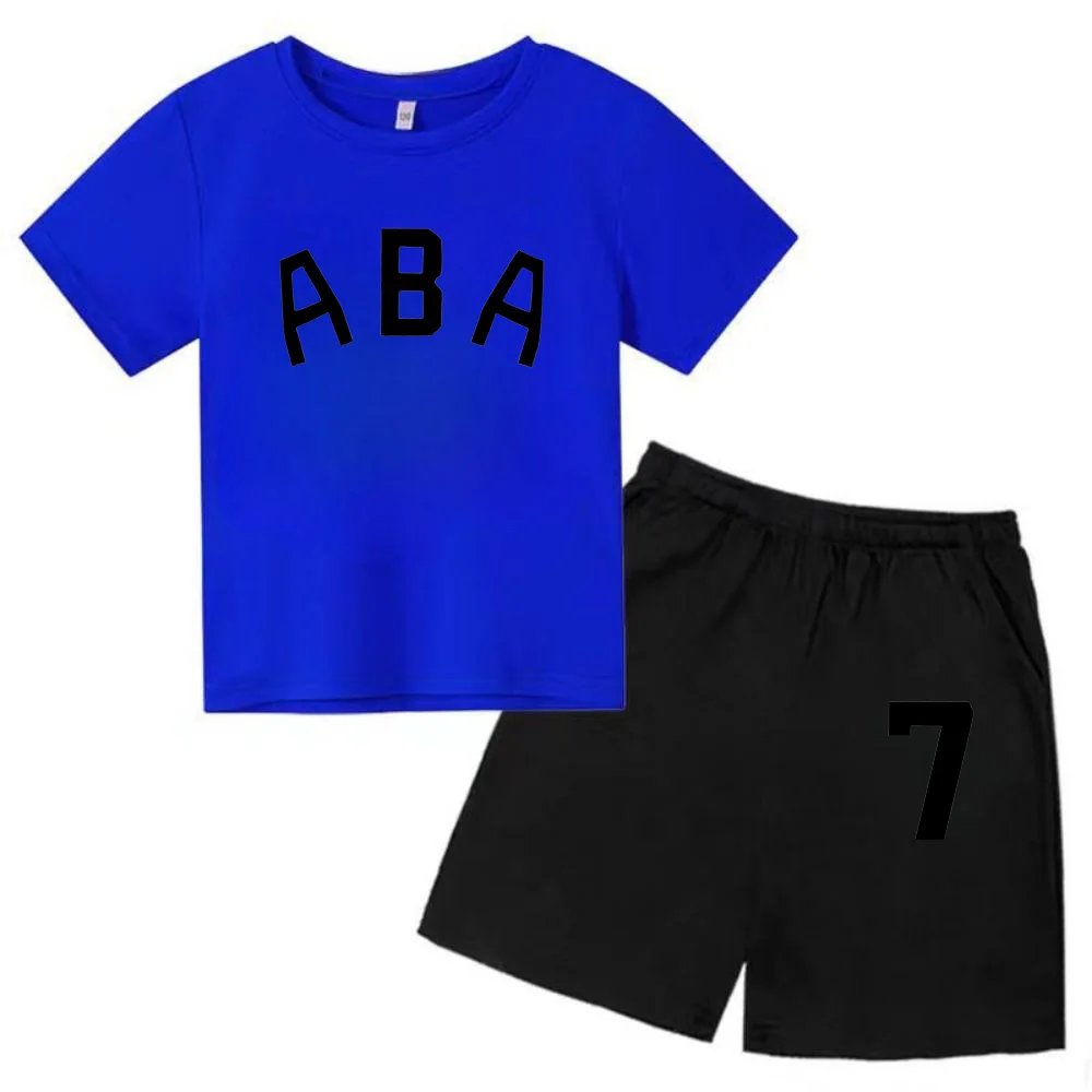 thumbnail image 1 of Ropa de bebé con estampado de letras para niños y adolescentes, conjunto de camiseta y pantalones cortos de verano de 2 piezas, conjunto informal de manga corta para niños y niñas, 1 of 5