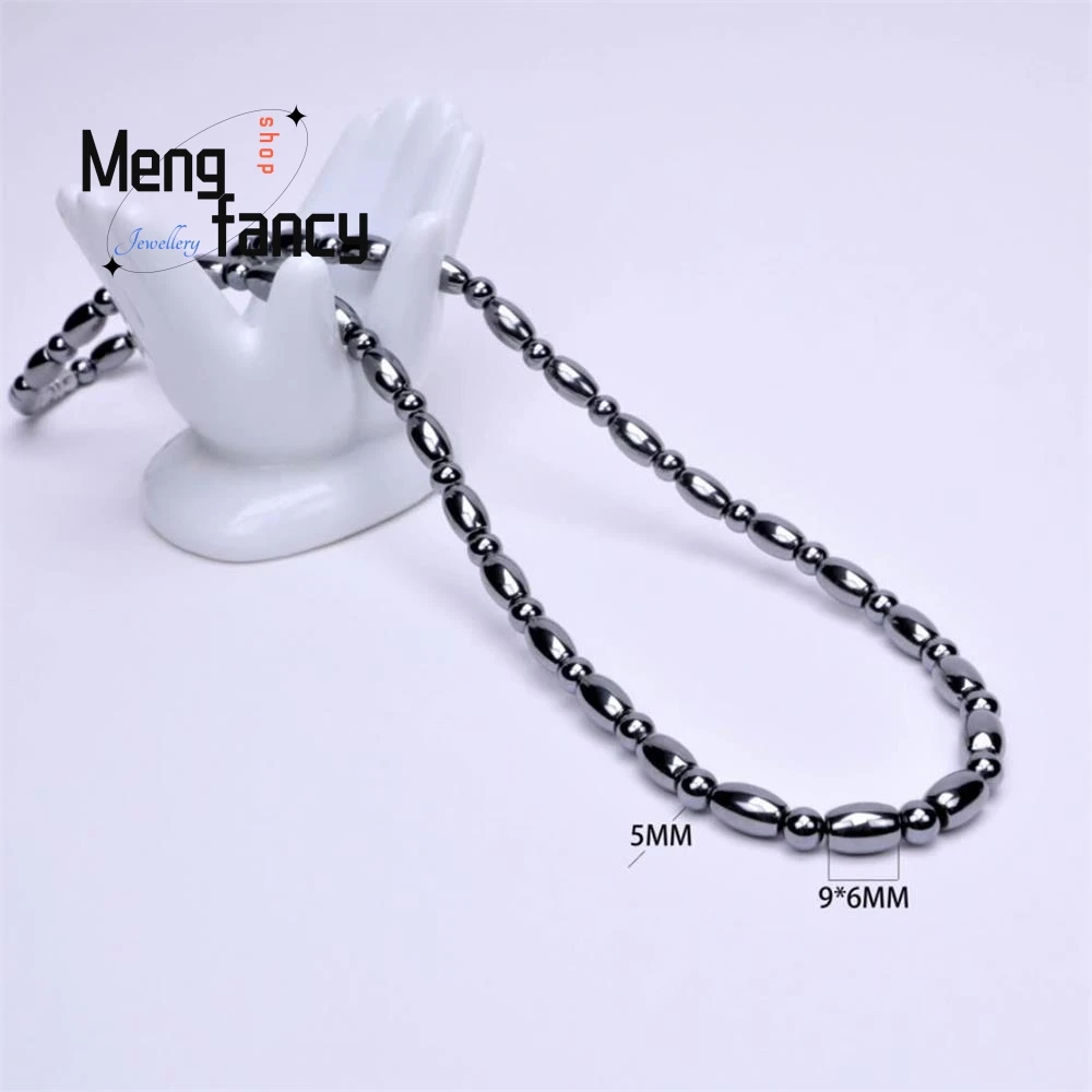 Natural Energy Stone Terahertz Necklace Fashion With Diy Accessories Rice Bead Simple Exquisite High-grade Luxury Holiday Gift