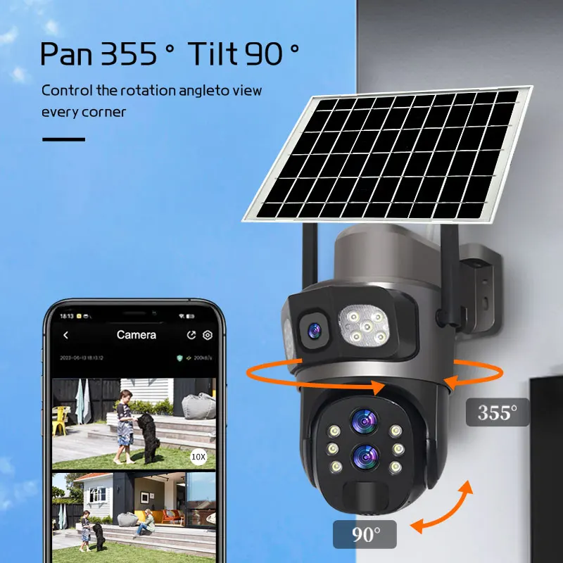 6K 12MP WIFI/4G IP Camera 10X Zoom Three Lens Dual Screen Outdoor Security Protection PTZ CCTV Video Surveillance security camera