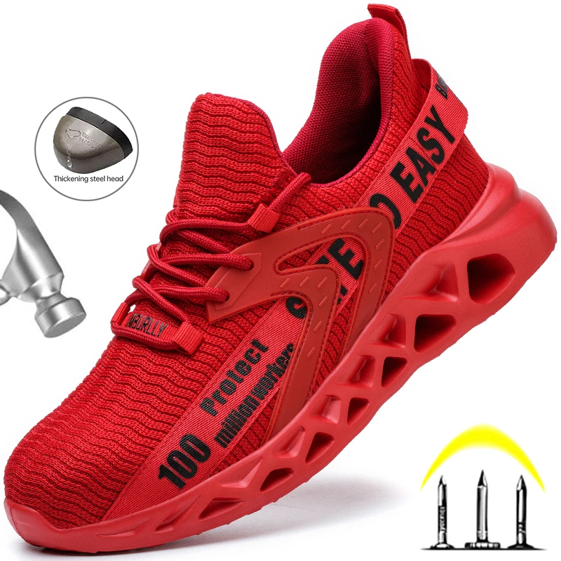 BreathableSafetyShoesMenForWorkSneakersFootwearAntiSmash