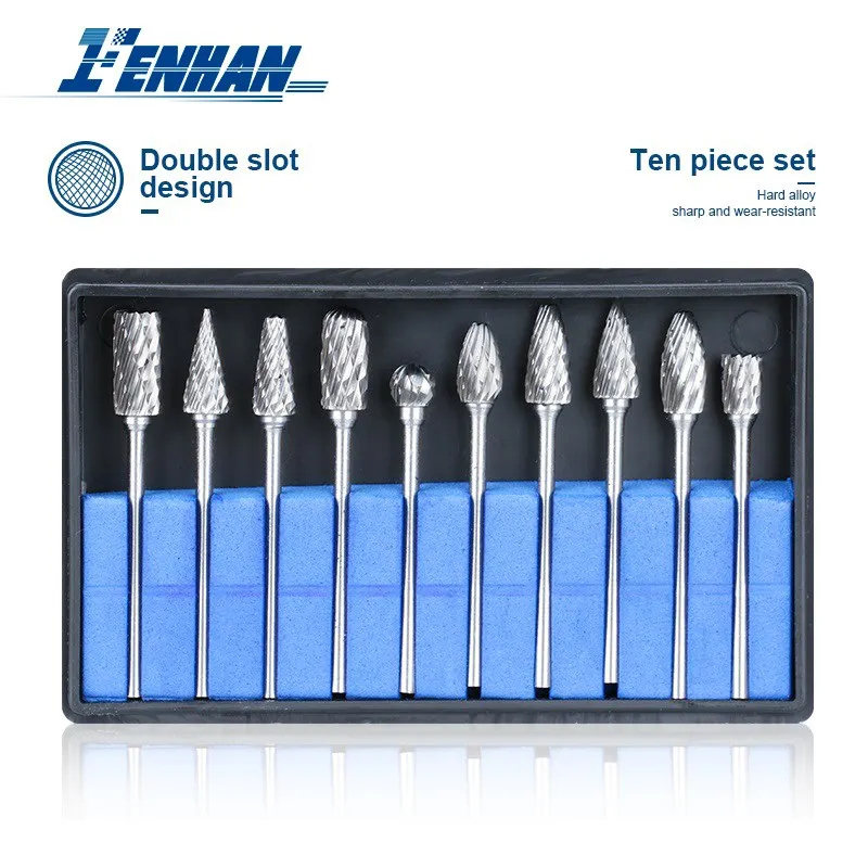 

Tungsten Carbide Burr Drill Bits Set 2.35mm Shank Rotary Burrs Cutting Die Grinder Bit for CNC Engraving Rotary Files 10pcs