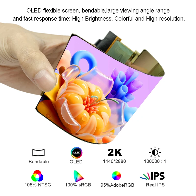 Wisecoco 6インチフレキシブルAMOLED超薄型2k曲げ可能OLED IPS