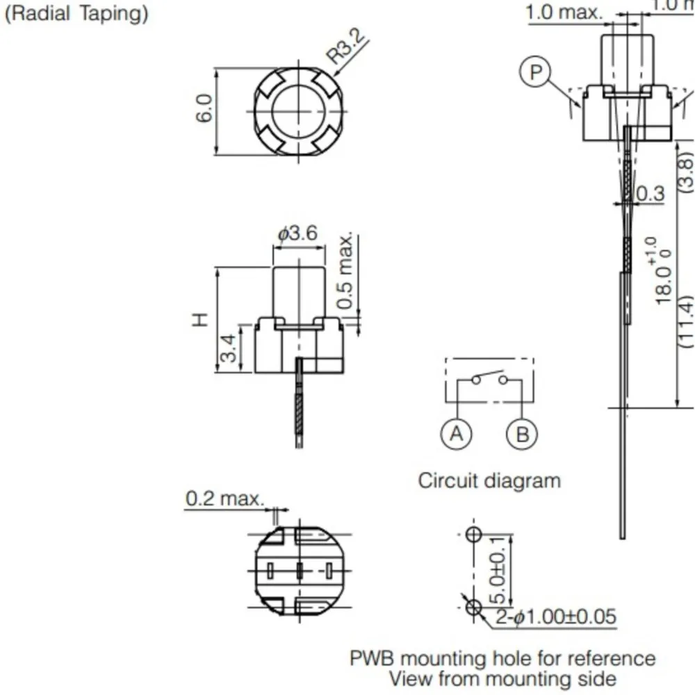 Bouton interrupteur tactile 2 pieds 6x6x5, 50 pièces, Micro interrupteur, bouton d'alimentation