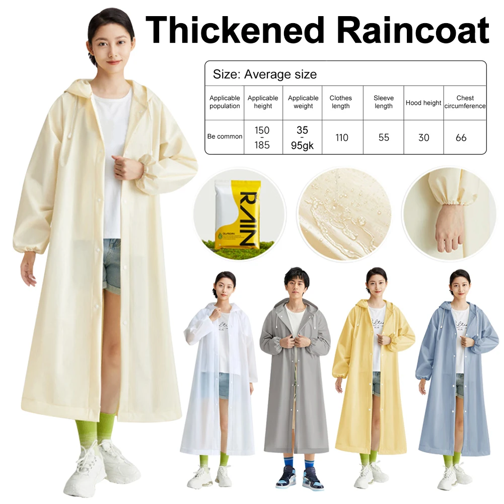 Raincoat Poncho Adult Long Raincoats EVA Impermeable Waterproof Rain Coat Men Women Travel Hooded Beam Port Rain Poncho For Fishing Camping