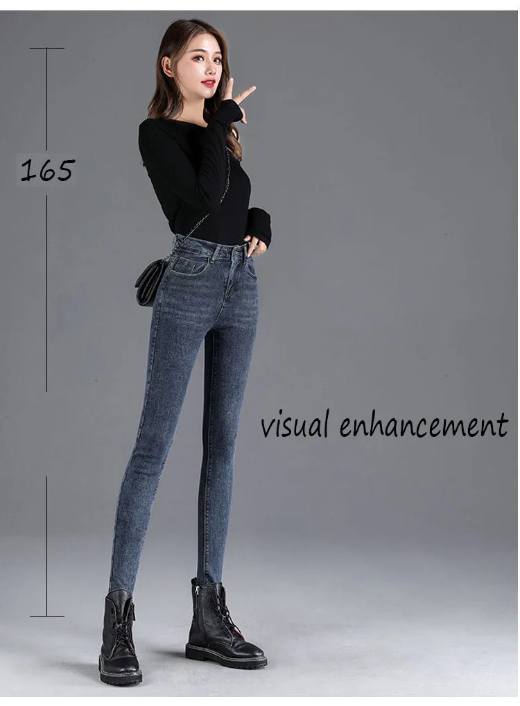 baggy jeans 2022 Spring And Autumn New High-Waisted Jeans Womens Slim Fit And Thin Elastic Nine-Point Pants Tight Womens Pencil Pants Women hollister jeans