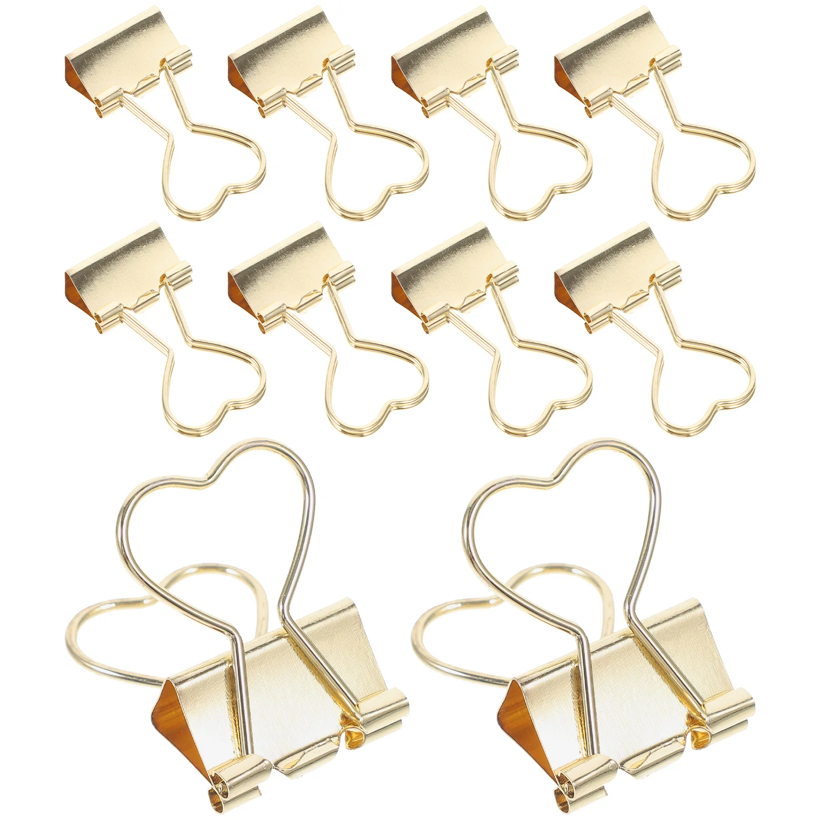 Love Shaped Binder Clips Metal Document Paper Office Binding Supplies 10 Pcs Large Small Assorted Colors Long Tail Clips