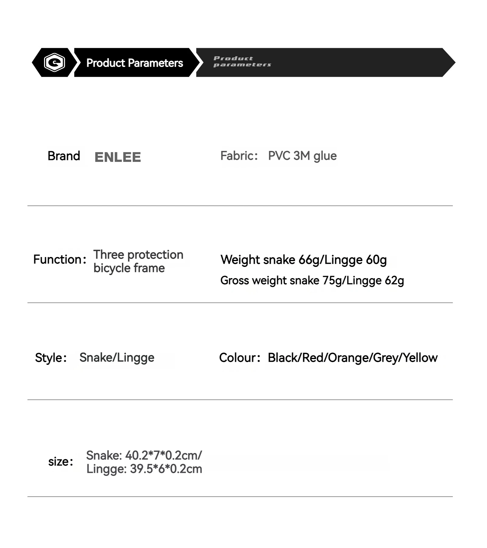 Description Picture 3 of itemENLEE Bike Frame Anti Scratch Protector MTB / Road Bicycle Anti Slip Sticker Protection Frame Cover Protector Chain Guard Sticke