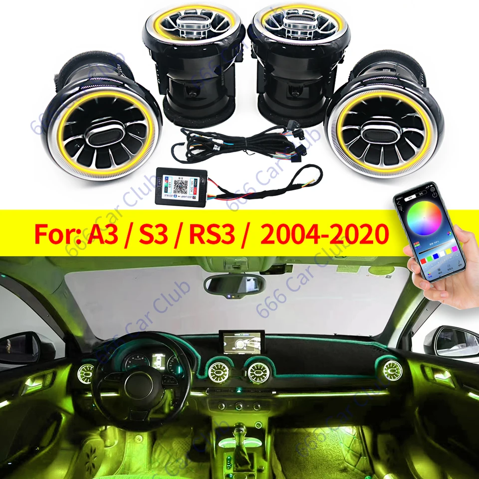 256 Colours Air Vents For Audi A3 S3 RS3 8V 8Y 8P 2004-2020 Car