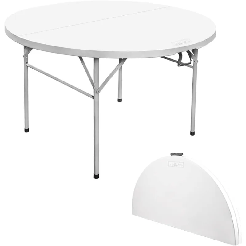 

Byliable Round Folding Table 48 inch Bi-Fold White Plastic, Circle Card Table for Outdoor Party Banquet Tables Wedding Event