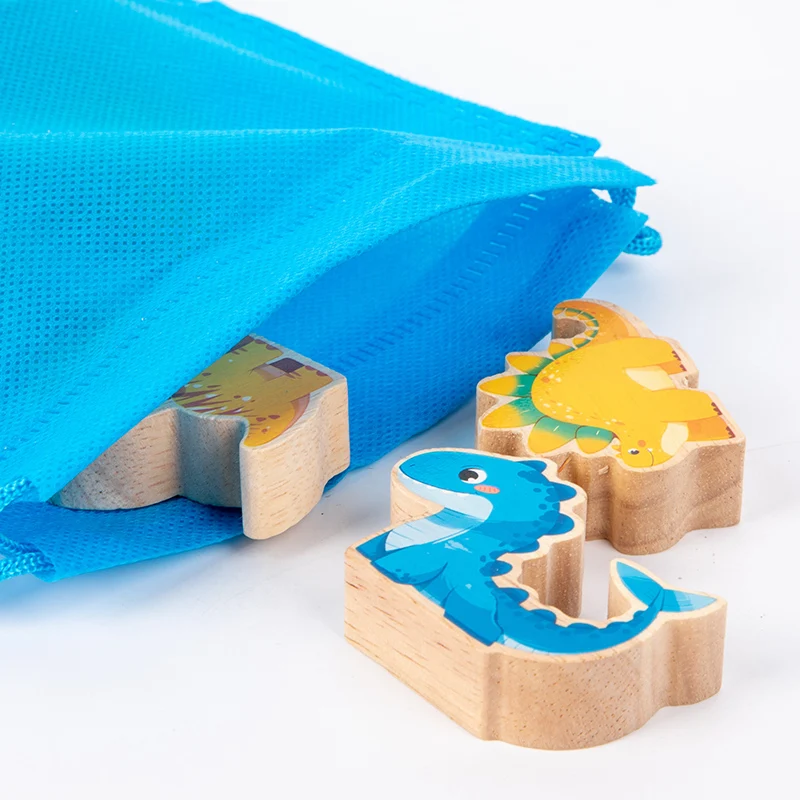 Wooden Animal Dinosaur Building Stacking High Balance Blocks Montessori Toy for Kids Cartoon Jigsaw Puzzle Educational Gifts