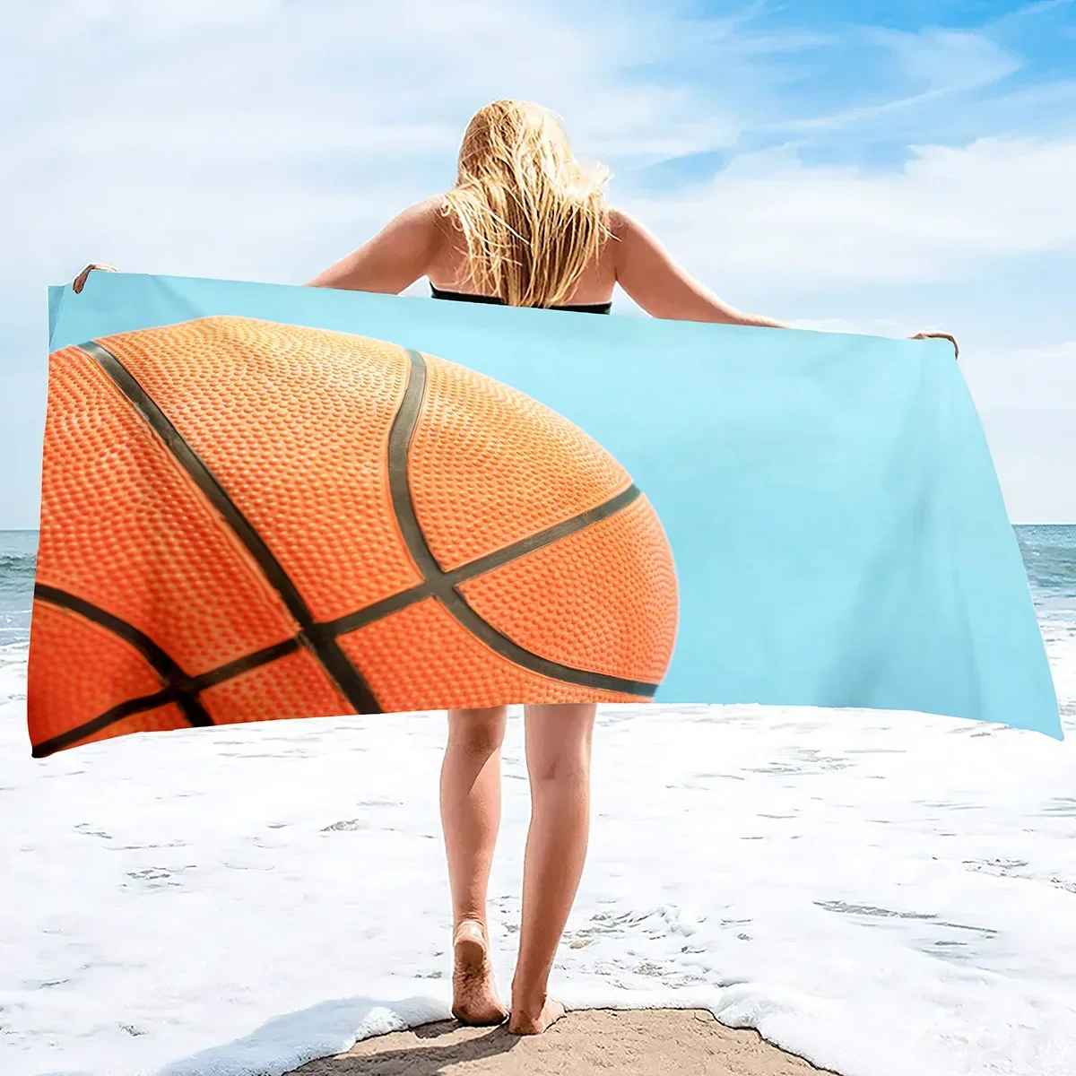 Basketball Large Beach Towel,Soft and Quick Dry Oversized Bath Towel Soft Microfiber for Sports Girls Teens Adults Men