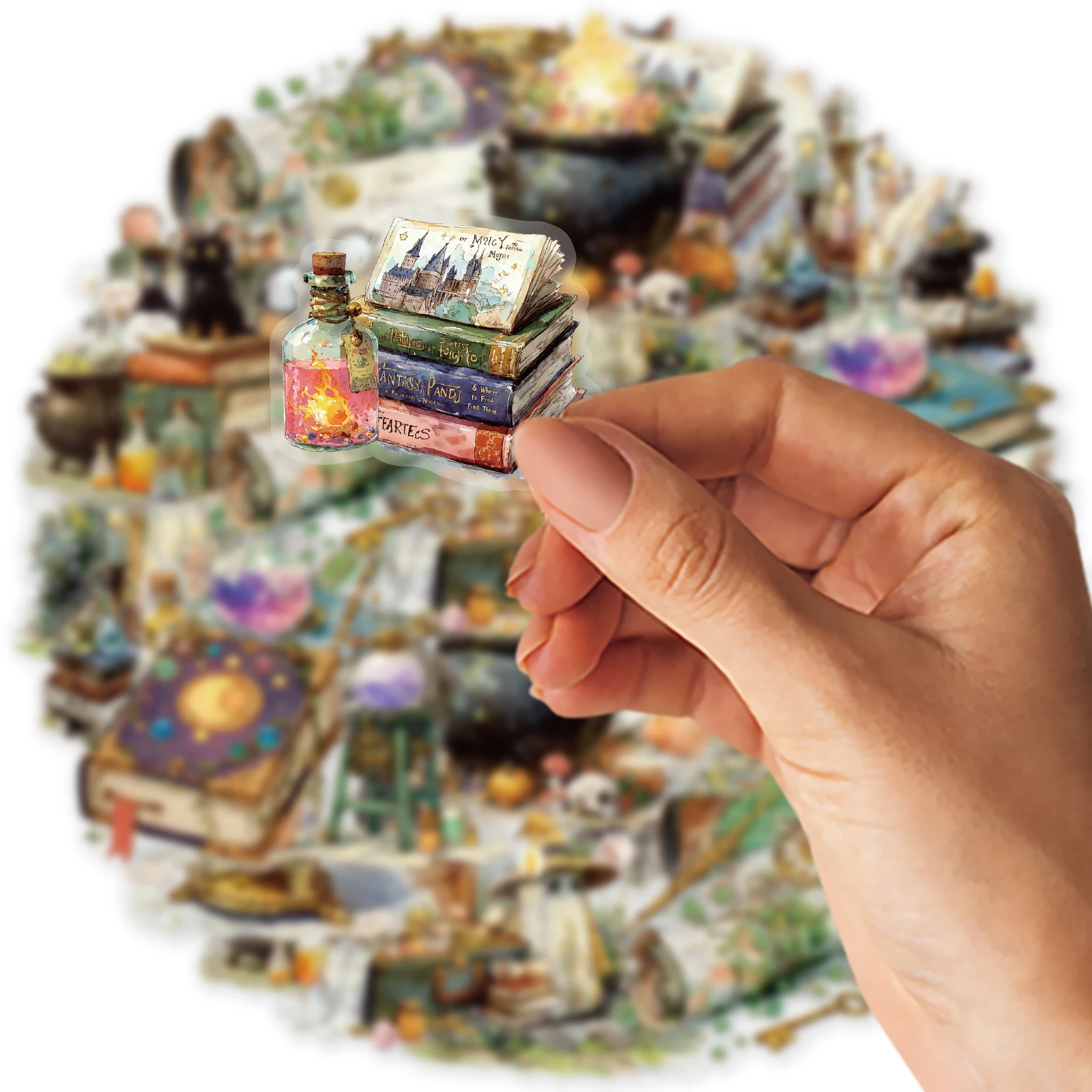 에토리 라이프 스타버스트 마법 도구 레트로 귀여운 마법 아이템 패턴 스티커 팩 DIY 스크랩북 용품, 마법 애호가, 사진 앨범, 방 장식, 어린이 선물 종이 가방, 학생 문구류, 장난감 스티커, 다이컷 공예