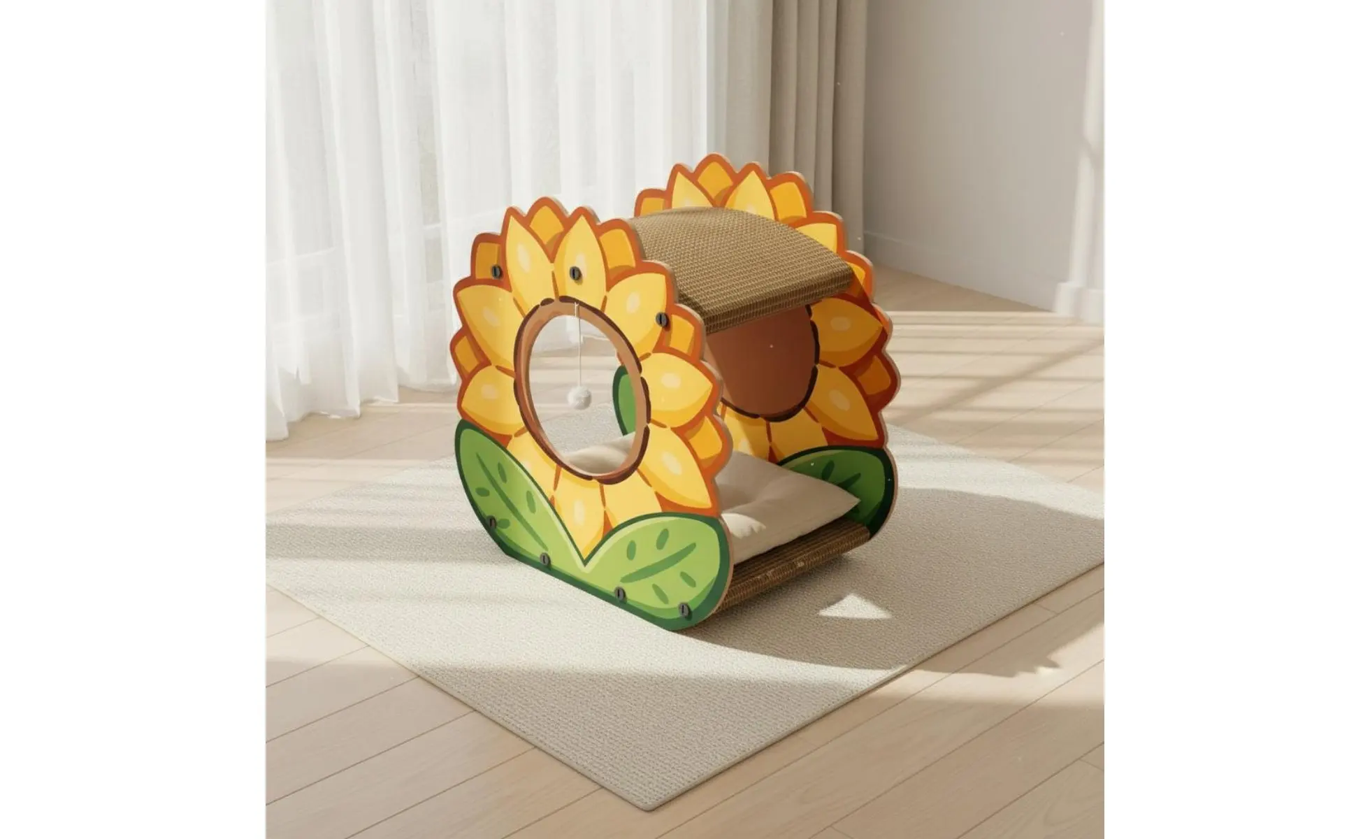 Marigold Cat Scratcher House Protects Furniture 2-Tier Cardboard Cat Lounger Corrugated Scrape Pad Mess Messless Stable