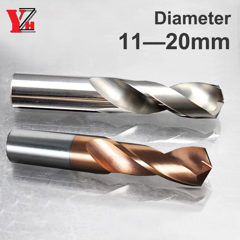 YZH Carbide Twist Drill Diameter 11mm-20mm  HRC50/55 Tungsten Straight Handle For CNC Drilling Steel Iron Hole Lathe Machine yzh 8 81mm 9 99mm carbide machine reamer hrc50 hrc60 tolerance 0 0 005 spiral groove harened steel metal cutter cnc inner hole